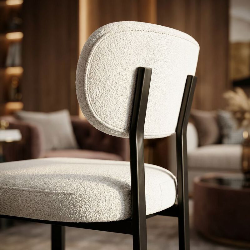 Envelor Counter Height Upholstered Chenille Bar Stool with Metal Legs, Set of 2 image number 5