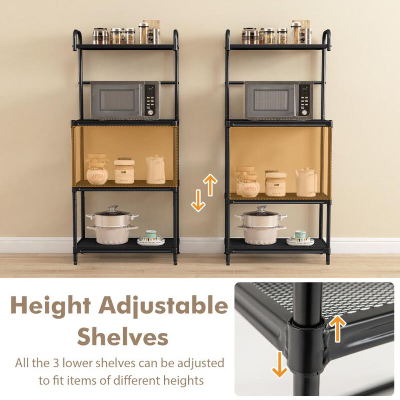 Hivvago 4-Tier Kitchen Microwave Storage Rack with Metal Shelves