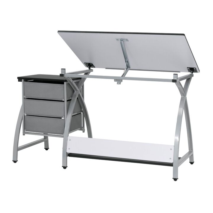 SD Studio Designs The Comet Center Plus with Matching Stool - Silver / Black