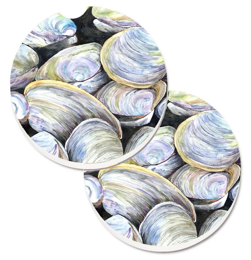 Caroline's Treasures Clam Quahog Set of 2 Cup Holder Car Coasters 8714CARC, 2.56, Multicolor