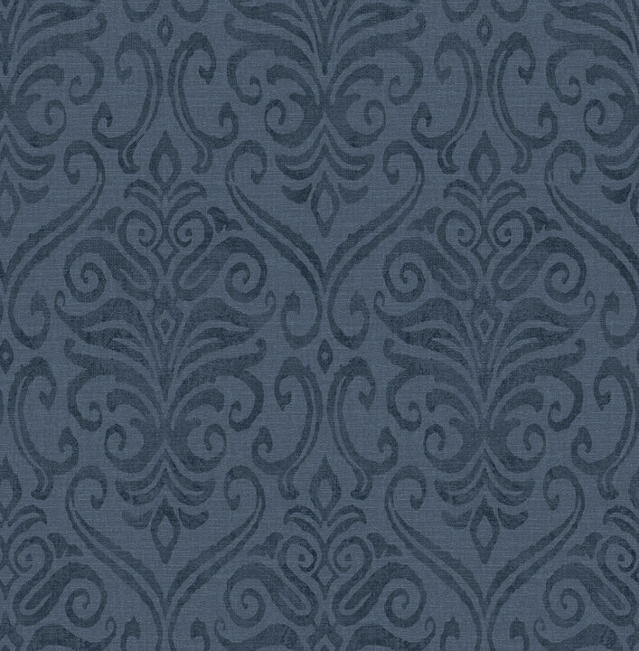 Adavu Blue Damask Wallpaper (Set of 2)