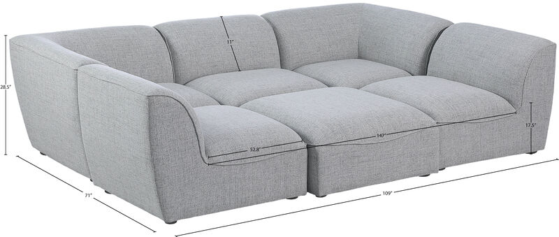 Meridian Furniture Miramar Grey Durable Linen Textured Modular Sectional image number 8