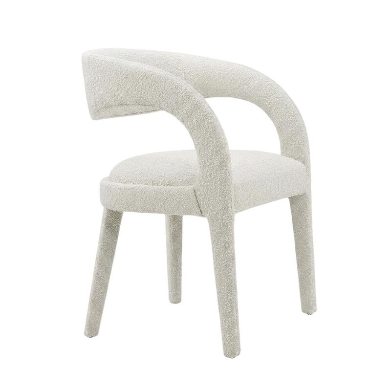 Boucle Upholstered Dining Chairs with Arms for Dining Room, Ivory, Set of 2 image number 1