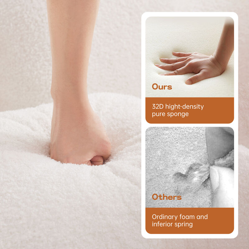 TATEUS Teddy Fabric 32D Boneless Sofa with L-Shaped Chaise