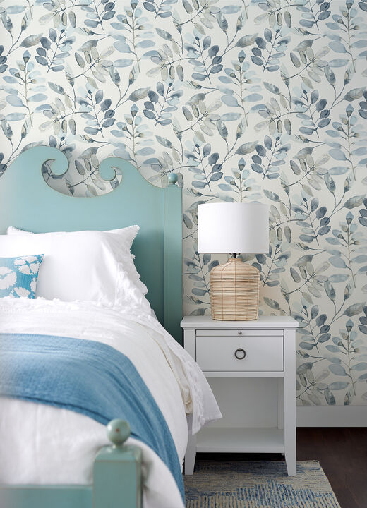 Pinnate Blue Leaves Wallpaper (Set of 2)