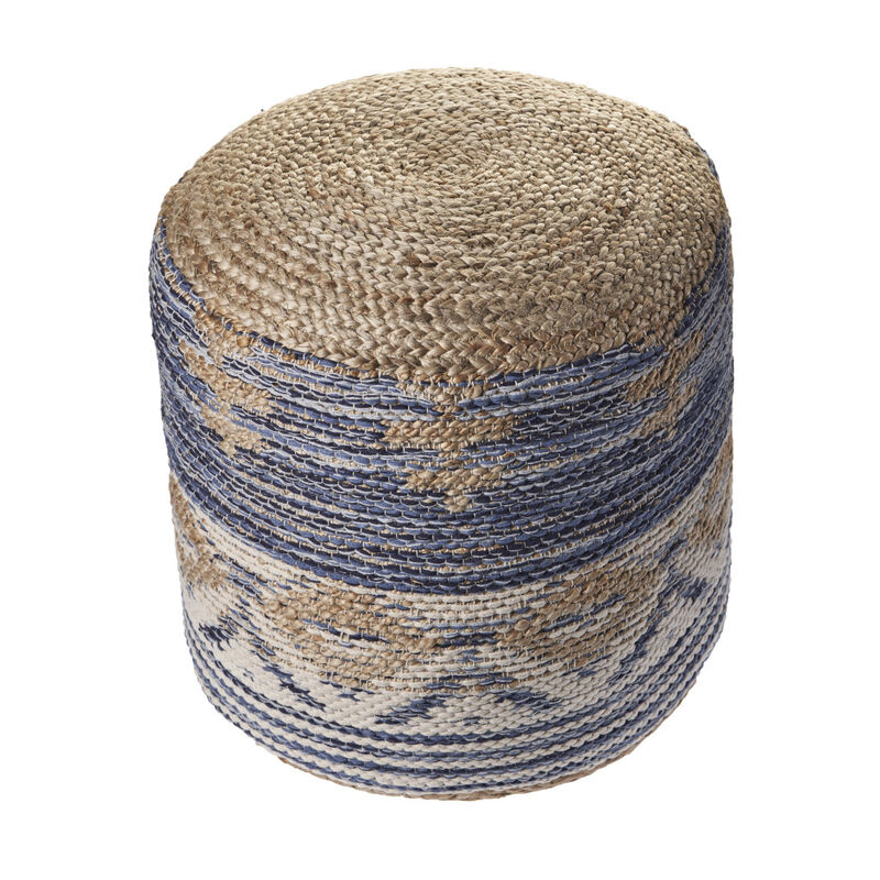 Round Jute Ottoman Pouf for Living Room Seating and Natural Home Decor