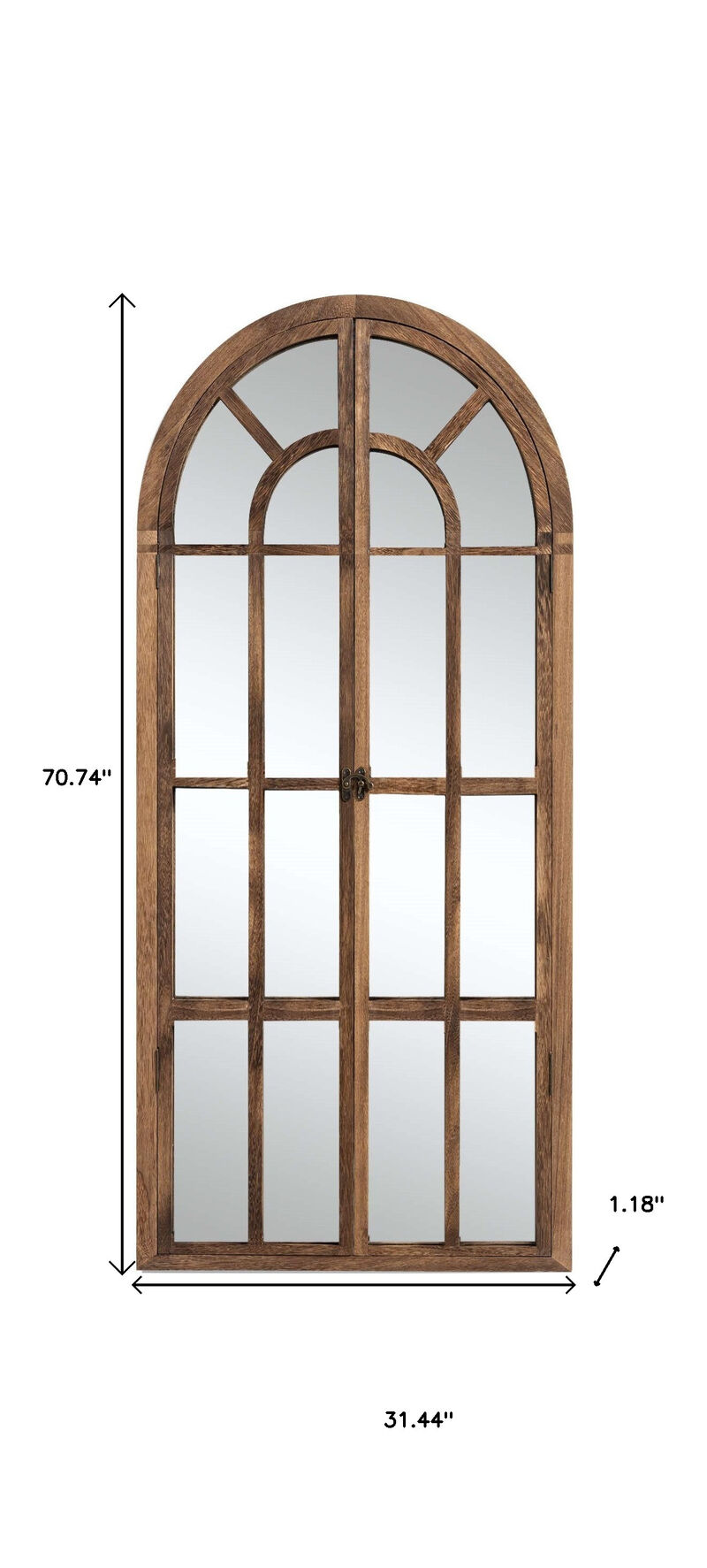 HomeRoots 71" Brown Solid Wood Arch Framed Full Length Mirror image number 4