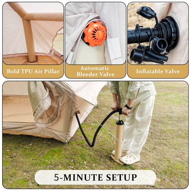 WOW PIONEER Spacious 4-6 Person Inflatable Glamping Tent - Easy Setup 4 Season Waterproof Outdoor Shelter with 12 Mesh Windows image number 7