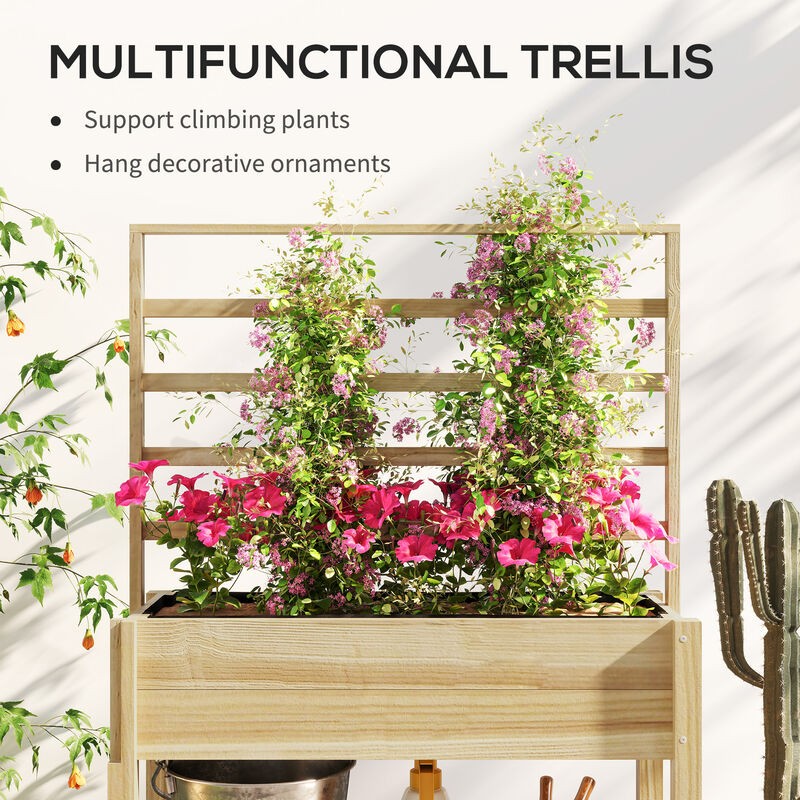 Hivvago Wooden Trellis Planter Box for Flowers and Herbs image number 3