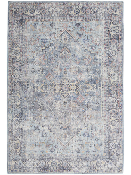 Machine Washable Series 1 SR104 Light Gray/Blue 6' x 9' Rug