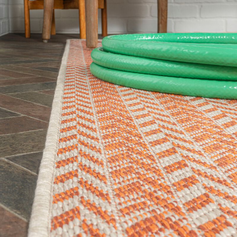 Chevron Modern Concentric Squares Indoor/Outdoor Area Rug