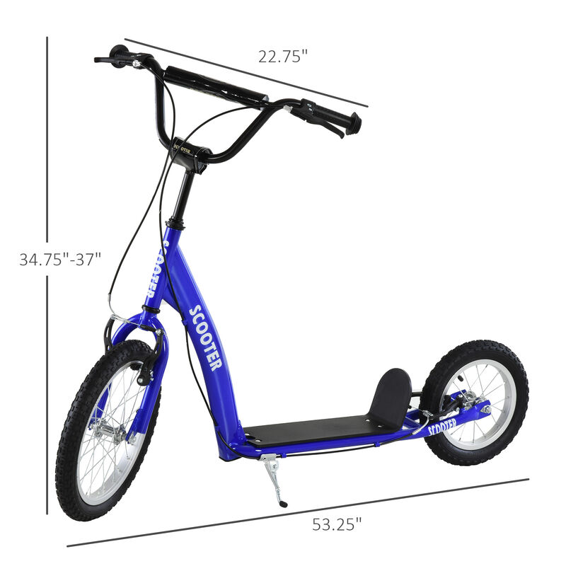 BreeBe Youth Scooter Kick Scooter with Adjustable Handlebar 16" Front and 12" Rear Dual Brakes Inflatable Wheels image number 2