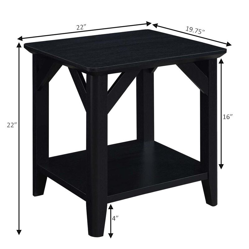 Convenience Concepts Winston End Table with Shelf, Black