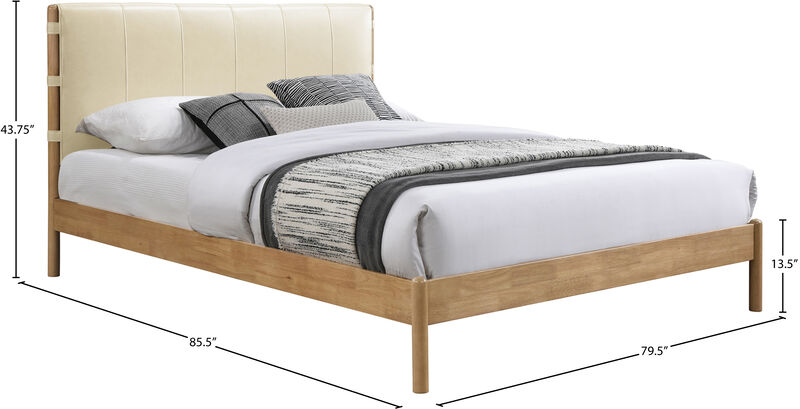 Meridian Furniture Asher Cream Vegan Leather King Bed