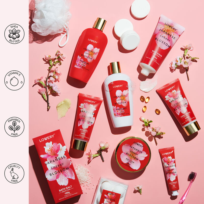 Home Spa Kit Gift Set &ndash; Japanese Cherry Blossom Bath Set - 25 Pcs image number 1