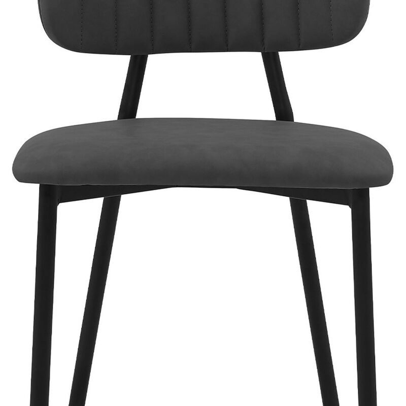 HomeRoots 26" Gray And Black Faux Leather And Iron Low Back Counter Height Bar Chair image number 3
