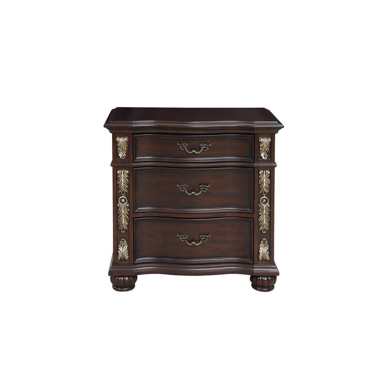New Classic Furniture Furniture Maximus Solid Wood 3-Drawer Nightstand in Madeira