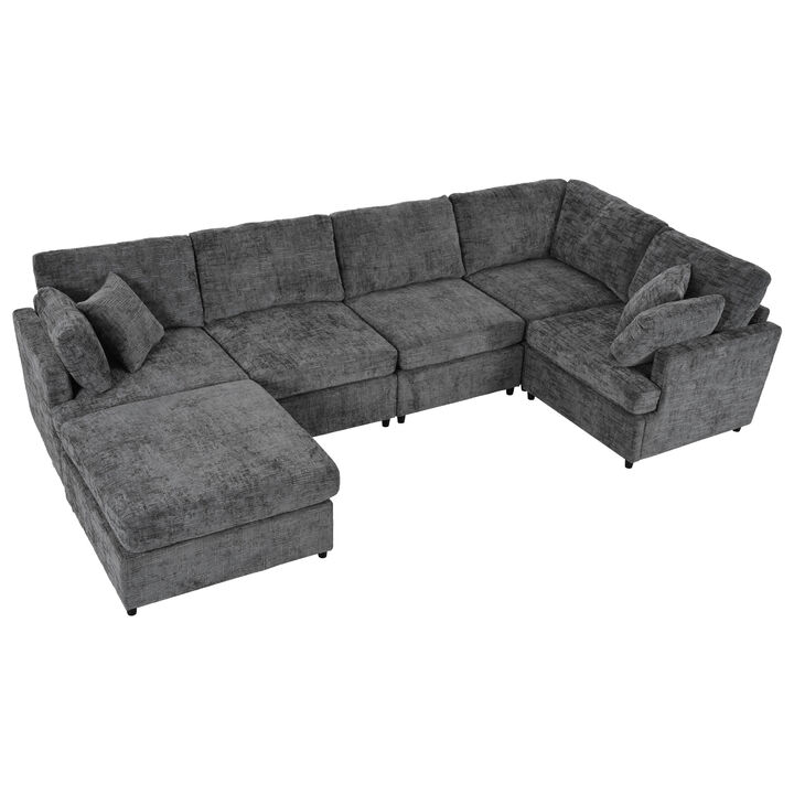 Merax U-Shaped Sectional Sofa with Movable Ottoman