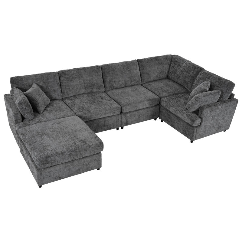 Merax U-Shaped Sectional Sofa with Movable Ottoman image number 0