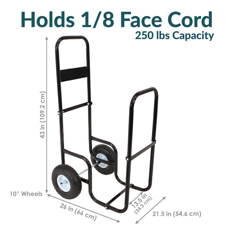 Sunnydaze Powder-Coated Steel Log Cart Carrier and Storage Rack with Wheels image number 5