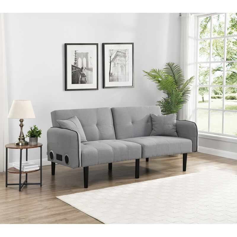 Folding Ottoman Sofa Bed with stereo（Gray）