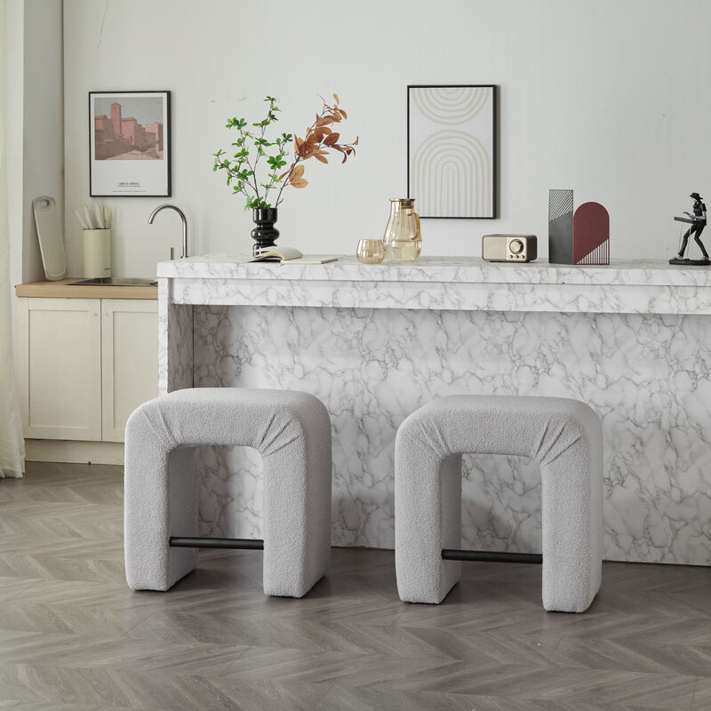 Merax Boucle Stool 2 Pieces Dining Chairs