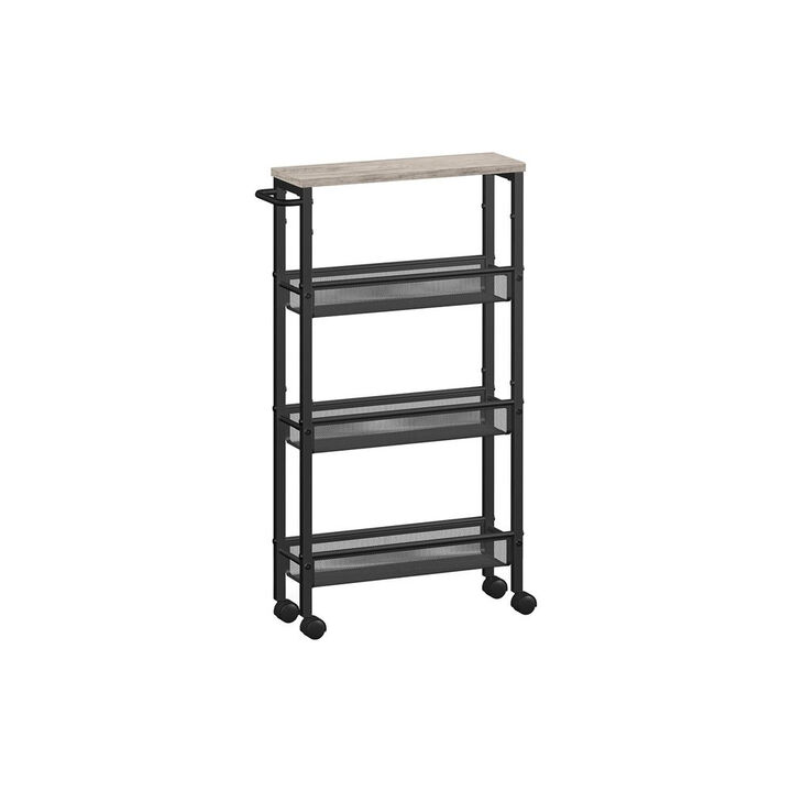 Slim 4-Shelf Rolling Cart – Compact Organizer with Wheels for Bathroom, Closet, or Kitchen Use