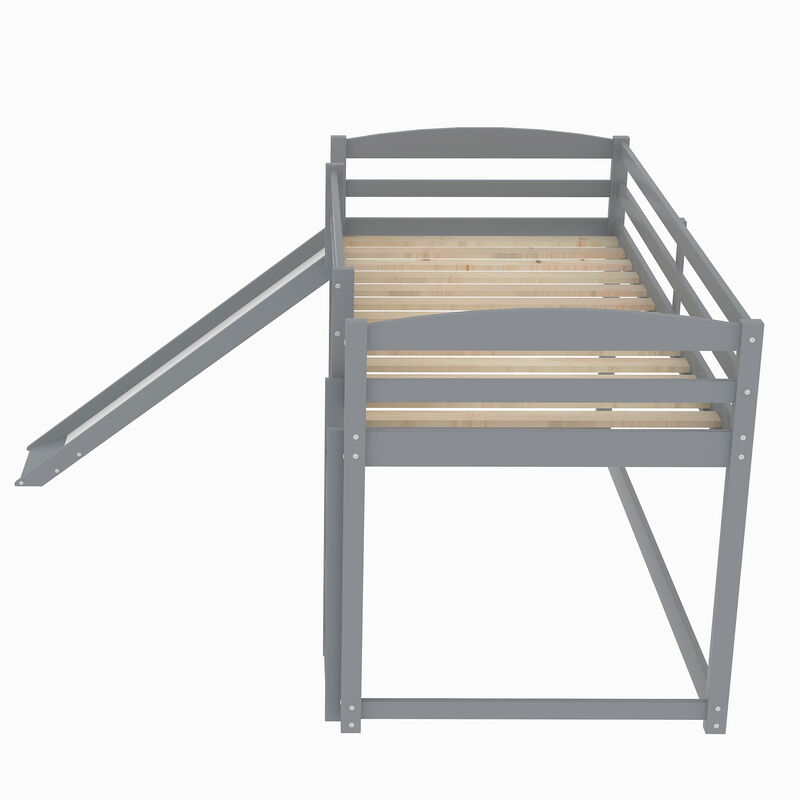 Whisen Twin over Twin Bunk Bed with Convertible Slide and Ladder