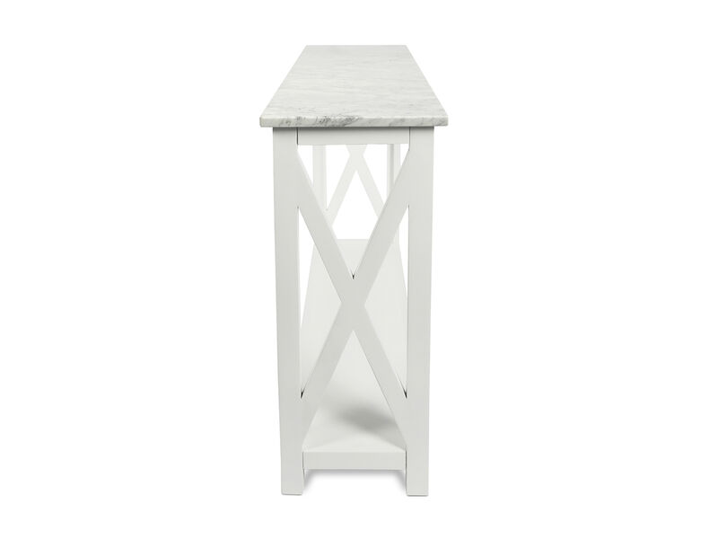 Agatha 39" White Rectangular Italian Carrara Console Table