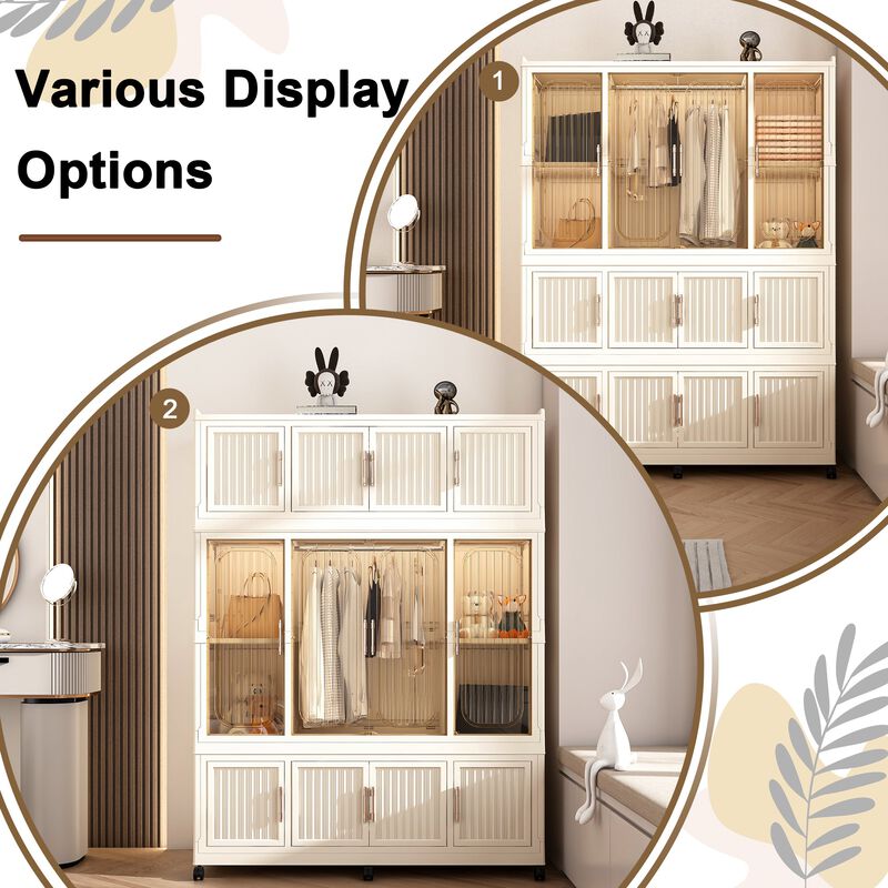 Clihome Portable Wardrobe Closet Organizer for Clothes,Clothes Dresser,Baby Wardrobe Storage Cabinet image number 6