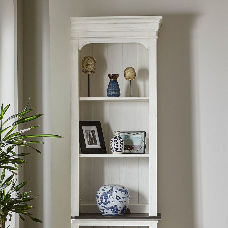 Liberty Furniture Entertainment Center with Piers - Wirebrushed White with Charcoal Tops image number 5