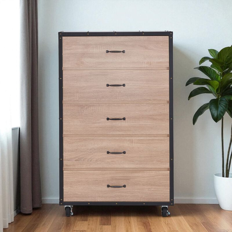 Modern Wooden Dresser with Five Drawers for Clothes Storage