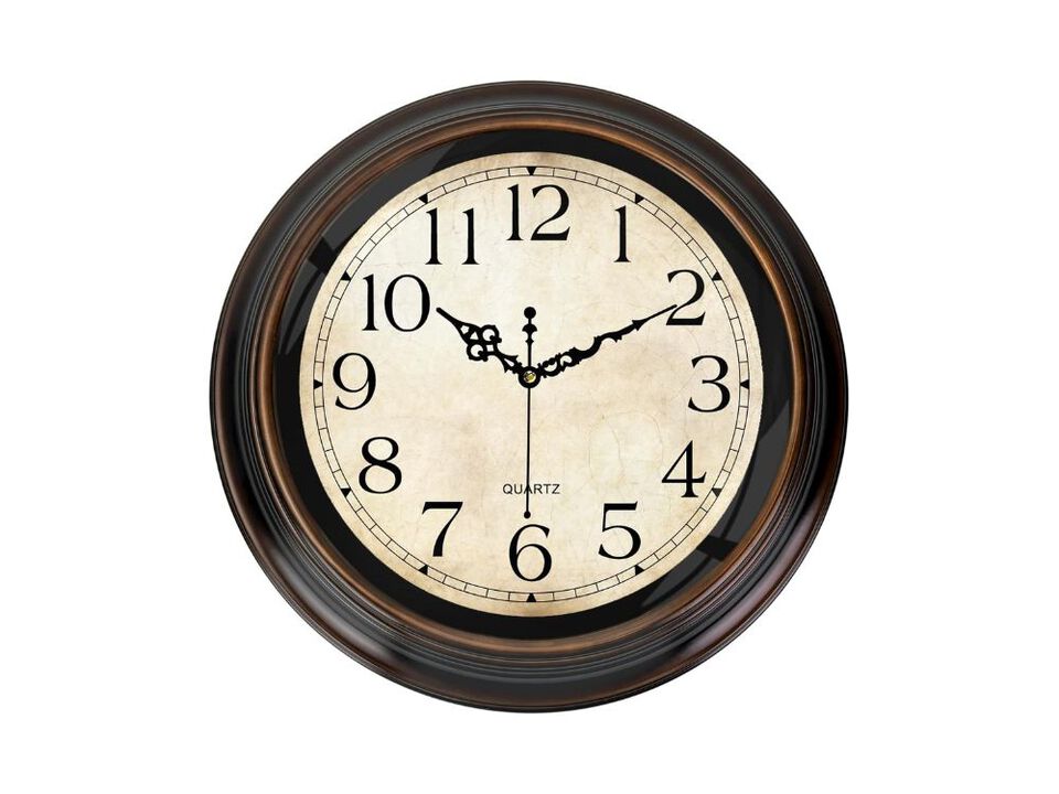16" Vintage Wall Clock - Silent Battery Operated Quartz Analog Rustic Round Decor