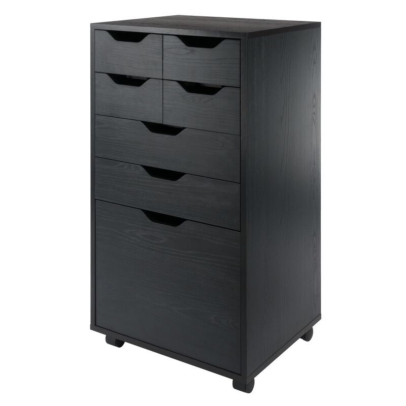 Halifax Bins & Drawers Multi-Storage Tall Mobile Cabinet, Black