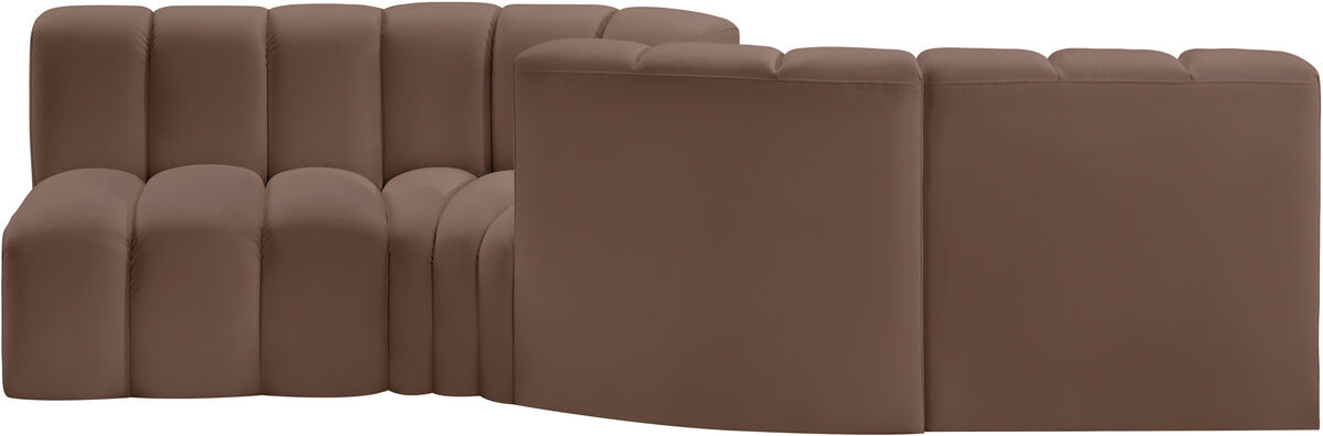 Meridian Furniture Arc Brown Vegan Leather Modular Sofa