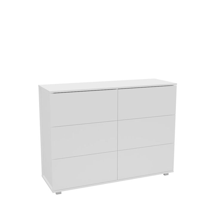 Polifurniture Madison Modern 6 Drawer Double Dresser, White