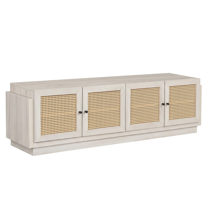 Wooden Farmhouse TV Stand with 2 Storage Cabinets for Living Room