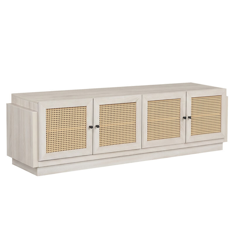 Wooden Farmhouse TV Stand with 2 Storage Cabinets for Living Room image number 0