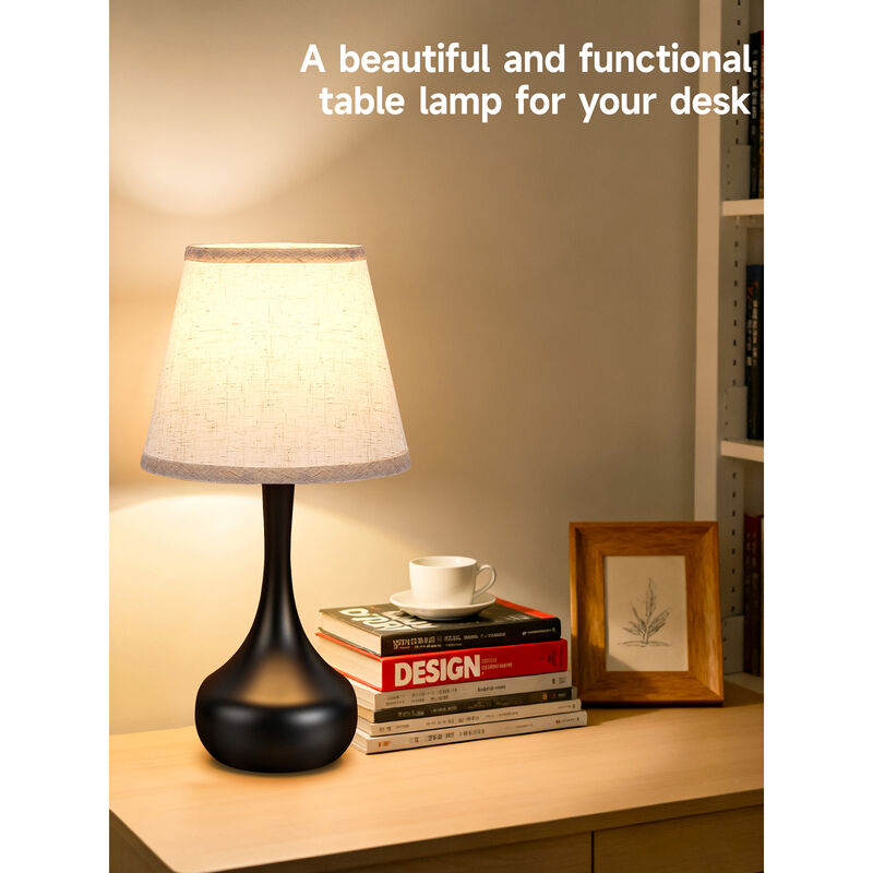 17.3 in. Table Lamp with Gray Linen Shade and Touch Control (Set of 2)