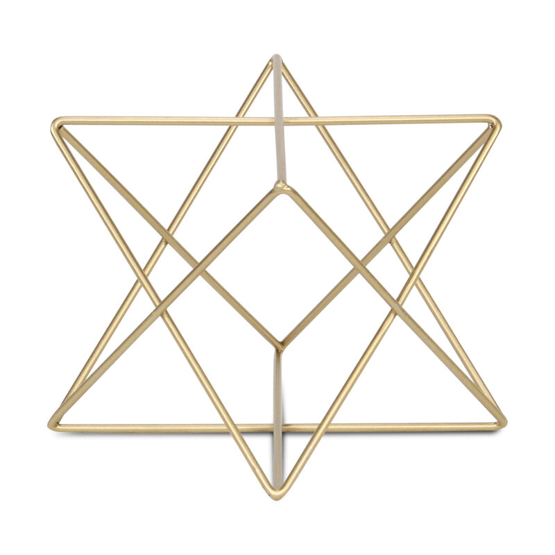 HomeRoots 7" Gold Metal Open Geometric Tabletop Sculpture image number 2