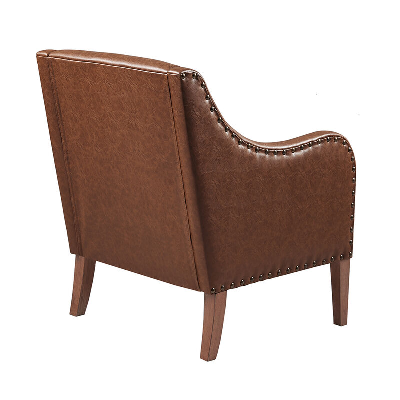 Gracie Mills Sebastian Brown Faux Leather Accent Chair
