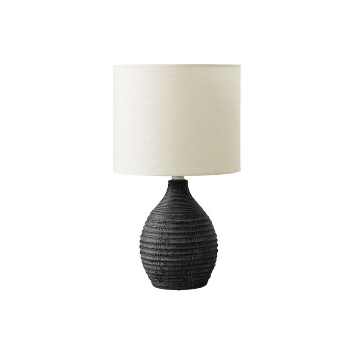 17"H, Table Lamp, Grey Resin, Ivory / Cream Shade, Contemporary, Modern