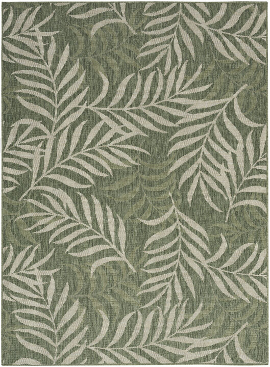 HomeRoots 4' X 6' Ivory And Green Palm Leaf Indoor Outdoor Area Rug