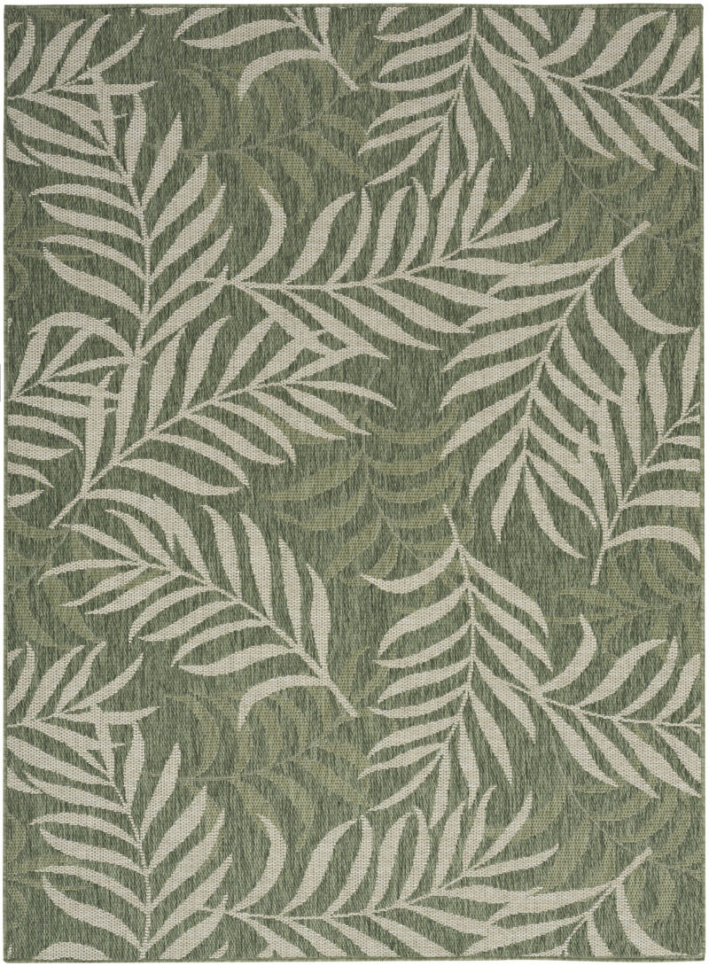 HomeRoots 4' X 6' Ivory And Green Palm Leaf Indoor Outdoor Area Rug image number 0