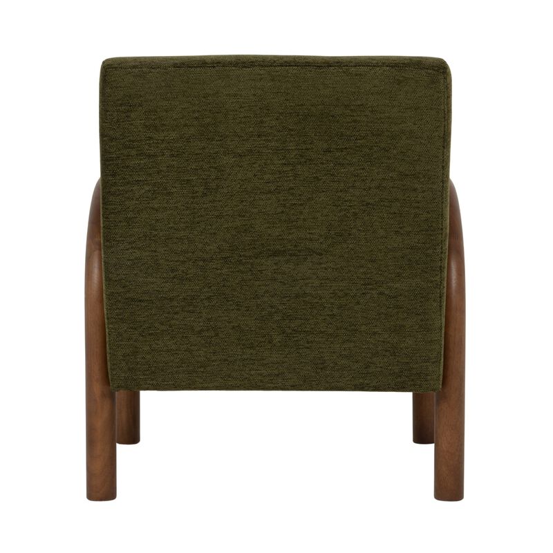 Velvet Accent Chair with Arched Wood Arms, Green image number 4
