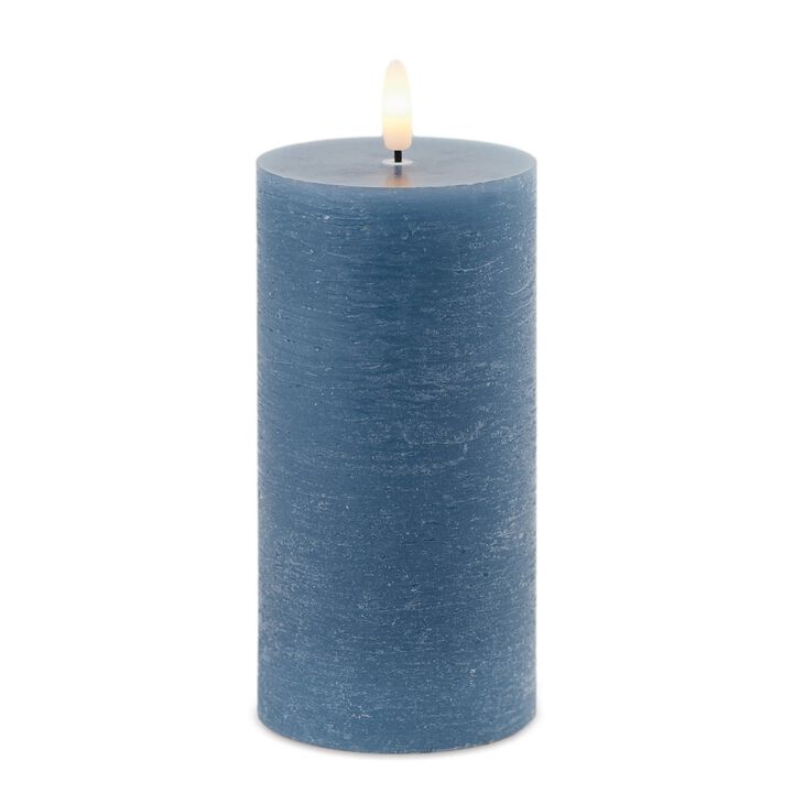 Decorative Blue Pillar Candles, Set of 2 for Mantel, Table, or Entryway Styling