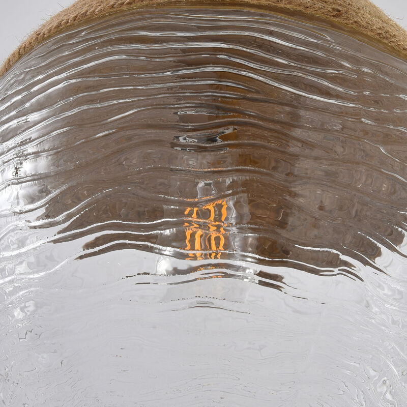 13" Modern Coastal Gold Hemp Rope Pendant Light with Vase-Shaped Water Glass Shade for Bedroom, Living Room or Kitchen Island image number 9