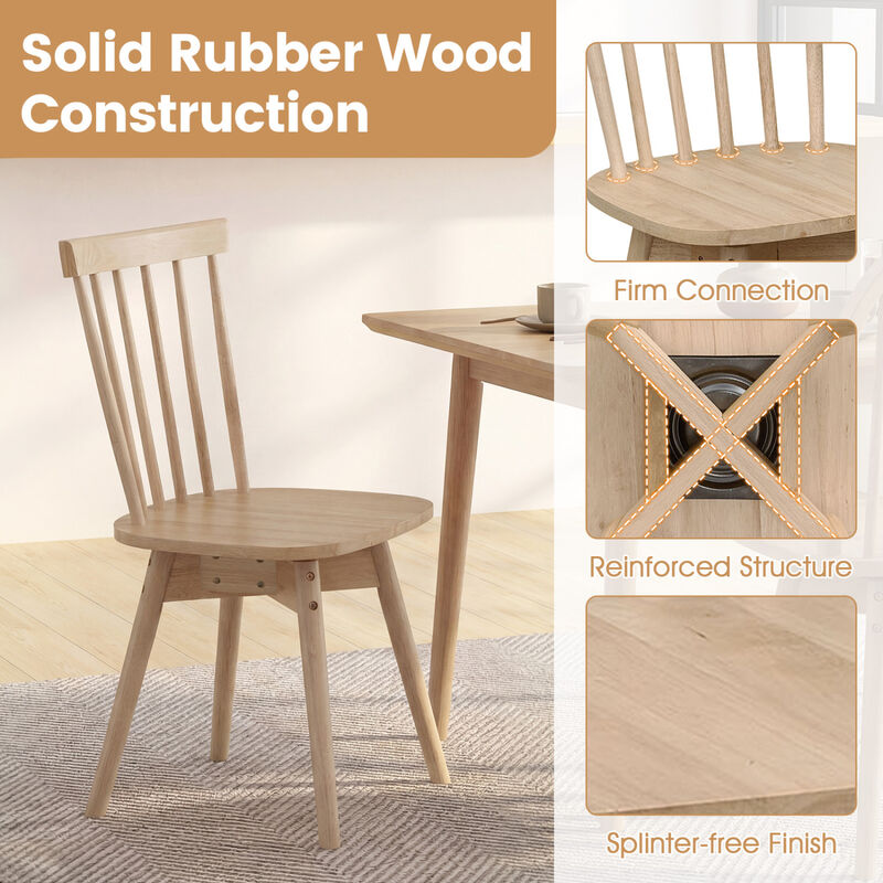 Set of 4 Swivel Dining Chairs with Rubberwood Frames for Kitchen image number 5