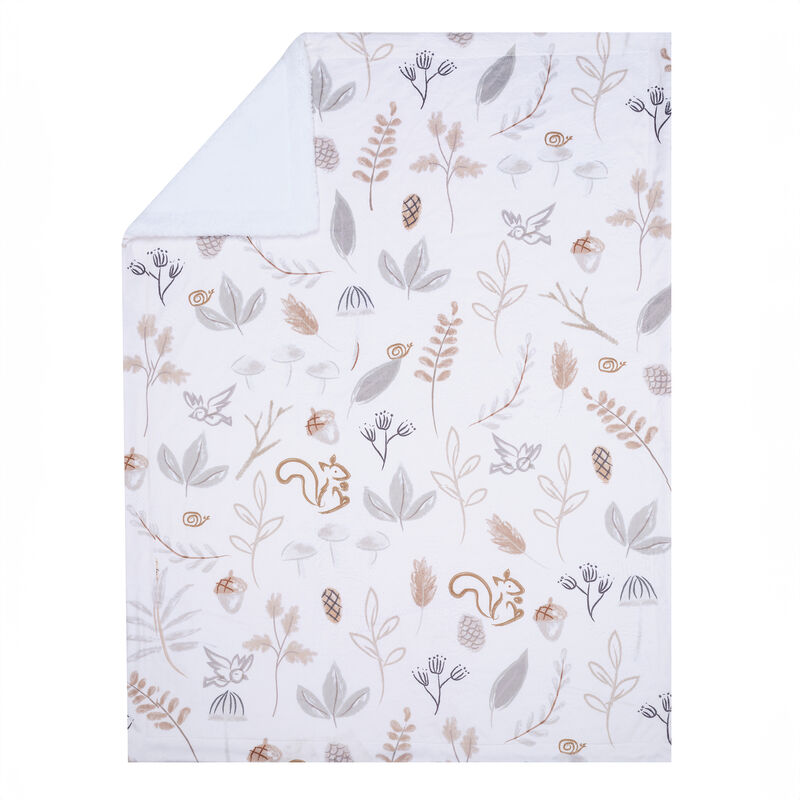 Lambs & Ivy Treetop Fox Woodland/Forest Minky/Faux Shearling Fleece Baby Blanket