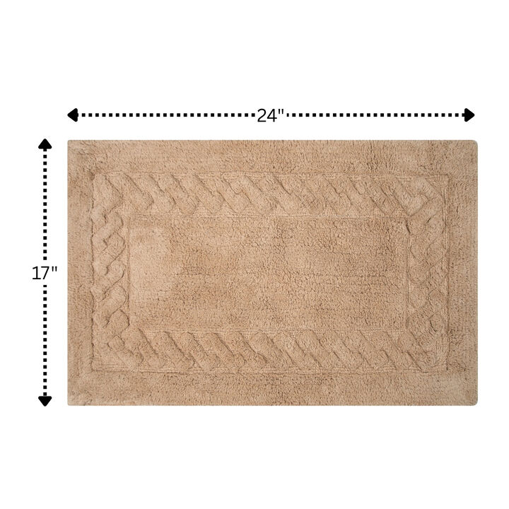 Knightsbridge Chain Bath Rug Cotton Non Skid Back - 17x24", Natural